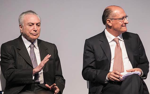Temer, Maia e Alckmin durante evento em SP